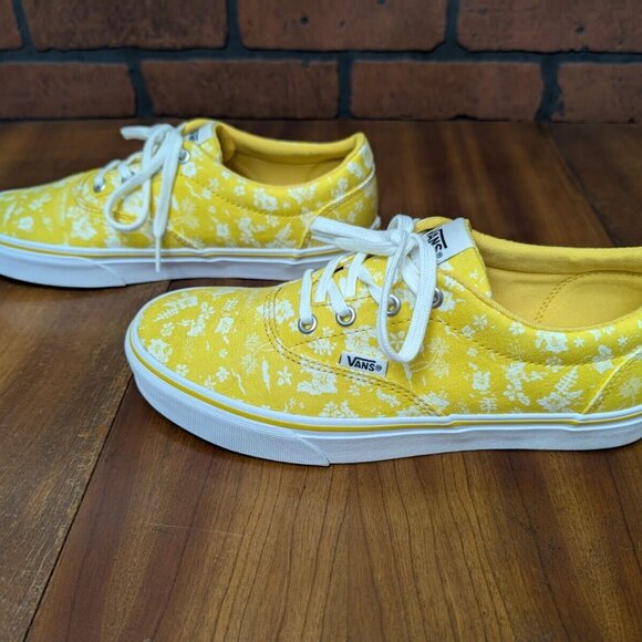 Vans Shoes Women 9 Doheny Yellow Floral Low Tops Skate Sneakers Chill Hawaiian - Picture 5 of 11